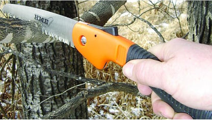HME Folding 7" Carbon Steel Blade Hand Saw with Pistol-Grip Handle for Camping, Backpacking, Hunting