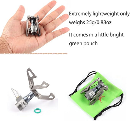 BRS Stove BRS 3000T Stove Ultralight Backpacking Stove Portable Pocket Stove Titanium Camping Gas Burner only 26g with 1 Extra Backup O-Ring