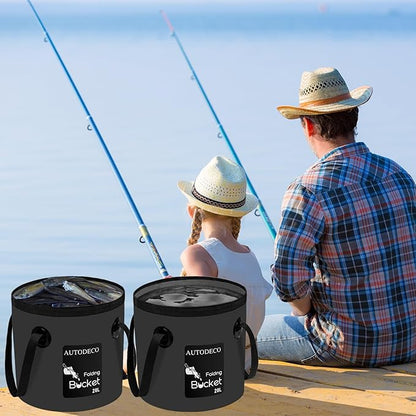 AUTODECO 5 Gallon Collapsible Bucket Water Container Portable Wash Basin for Fishing Camping Car Washing Hiking 20L