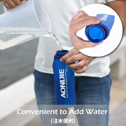 Azarxis Soft Flask Collapsible Water Bottle 350ml Running Soft Gel Flask Reservoir Handheld Folding TPU for Hydration Pack Hiking Cycling Climbing (350ml - 1 Pack)
