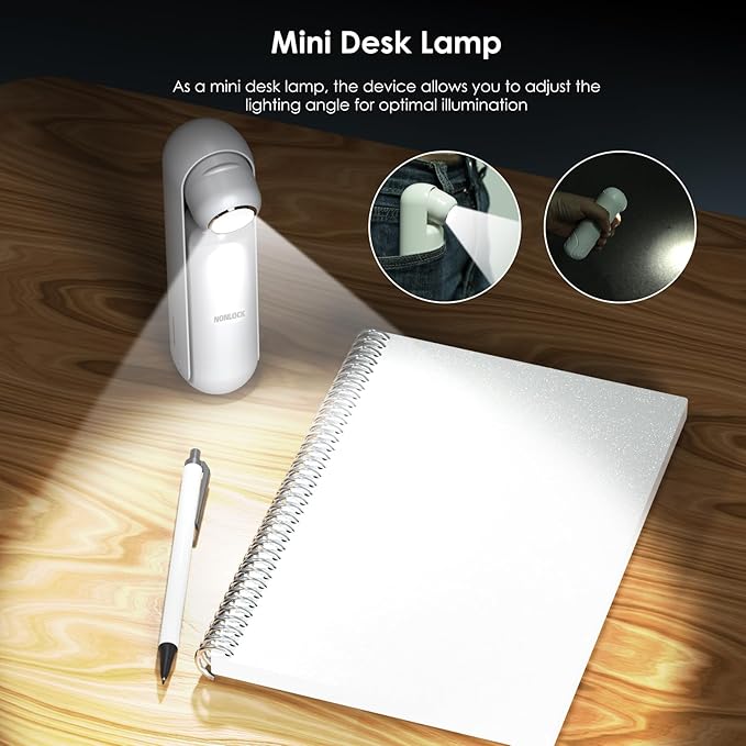 4 IN 1 Portable Handheld Fan,Personal Foldable Cooling Fan, Mini Pocket Fan,Desk Fan,Hand Fan,Flashlight,Power Bank,Table Lamp,Camping Travel Beach Fan, Birthday Gifts for Women Men(White)