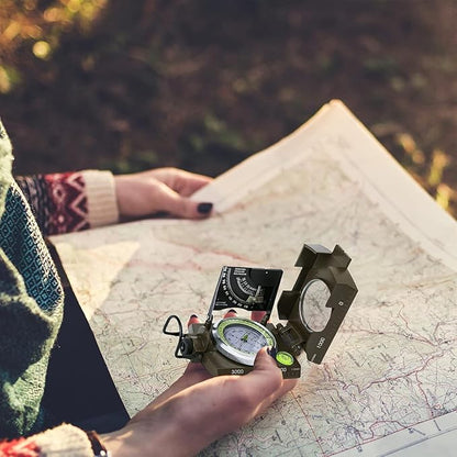 Posinly Multifunctional Military Compass with Inclinometer, Sighting, Optic, Resistant & Waterproof Compass, Essential for Hiking, Camping, Scouting