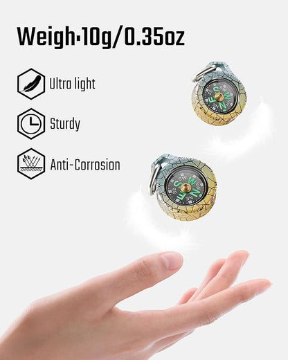 MecArmy CMP/CMP2 Mini Compass- Meaningful Graduation Birthday Gifts for Men Women, EDC Titanium/Brass/Copper Pocket Compass for Hiking SurvivaI, IPX5 Waterproof, Glow in The Dark, Necklace Pendant