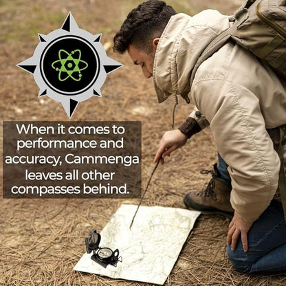 Cammenga Official US Military Tritium Lensatic Compass, Accurate Waterproof Hand Held Compasses with Pouch for Hiking Camping Navigation Survival Backpacking Orienteering