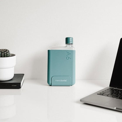 memobottle A6 (Sea Mist) Bundle - 12oz (375ml) - Bottle, silicone sleeve & lid | Compact Water Bottle For Bags & Small Pockets | BPA Free Tritan | Modern, Minimalist | For Gym & Work