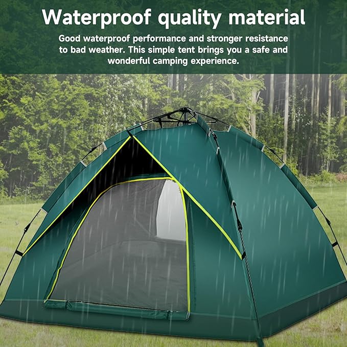 KOMCLUB Camping Tent 1/2/3 Person Tents for Family Camp Tent Waterproof Windproof Outdoor for Backpacking Hiking Easy Setup with Storage Bag,8 Ground ding,4 Windproof Rope