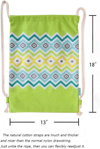 Drawstring Backpack Bohemia Style String Bag Canvas Beach Sport Daypack