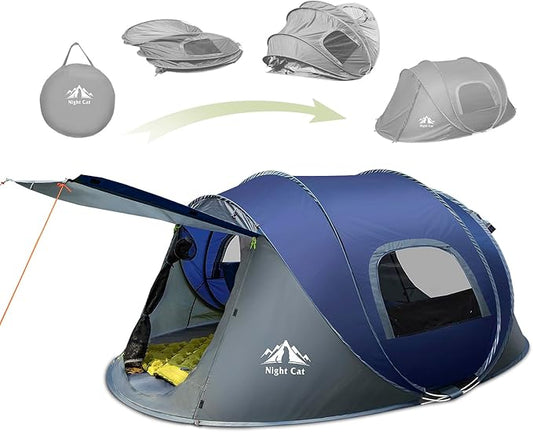 Night Cat Pop-up Camping Tent: 2 Person Tent Waterproof Instant Easy Setup Family Tent