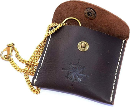 Nautical Vintage Compass Solid Brass Compass in a Black Leather Case Rustic Vintage Home Decor Gifts