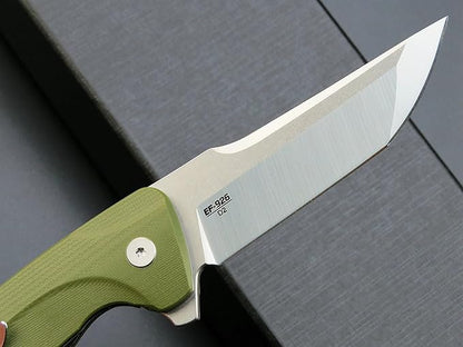 Eafengrow EF926 Pocket Knife D2 Steel Blade Outdoor Tool knives G10 Handle Pocket Clip EDC Knife Ball bearing Knife for Camping Survival Hiking,green