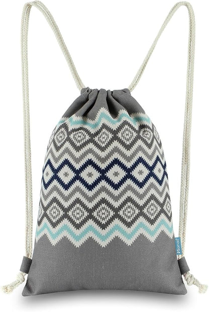 Drawstring Backpack Bohemia Style String Bag Canvas Beach Sport Daypack