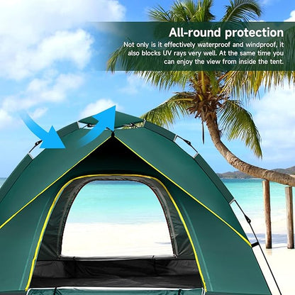 KOMCLUB Camping Tent 1/2/3 Person Tents for Family Camp Tent Waterproof Windproof Outdoor for Backpacking Hiking Easy Setup with Storage Bag,8 Ground ding,4 Windproof Rope