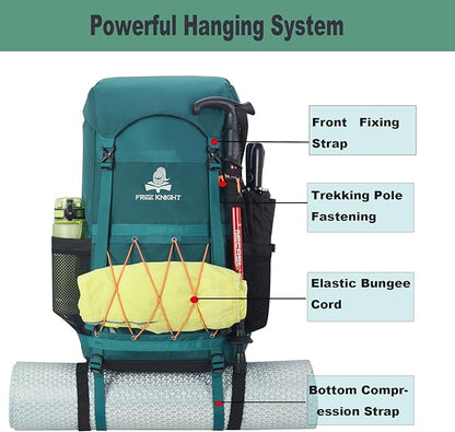 Bseash 40L Waterproof Hiking Backpack with Rain Cover, Outdoor Sport Travel Bag Daypack for Camping Climbing Skiing Cycling (Khaki)
