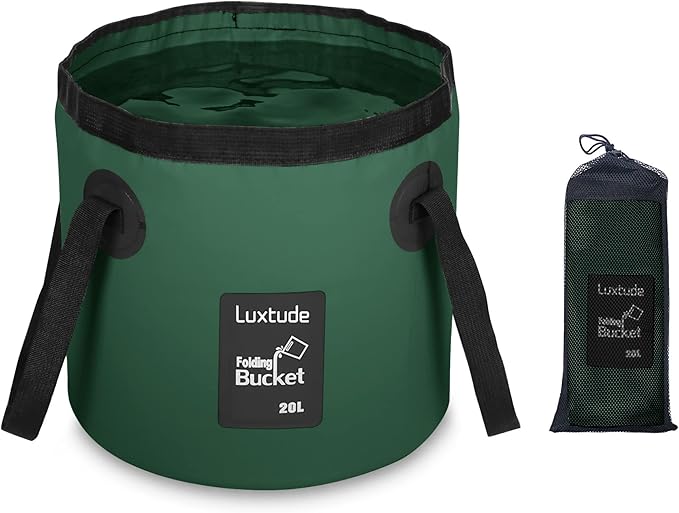 Luxtude Collapsible Bucket with Handle, 5 Gallon(20L), Portable & Ultra Lightweight Outdoor Basin Bucket, Folding Bucket for Fishing, Camping, Hiking