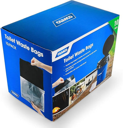 Camco Toilet Waste Bags - Features Biodegradable Powder & Leak Proof Double Bag Design - Great for Camping, RVing, Hiking, or Boating - 10-Pack (41548)