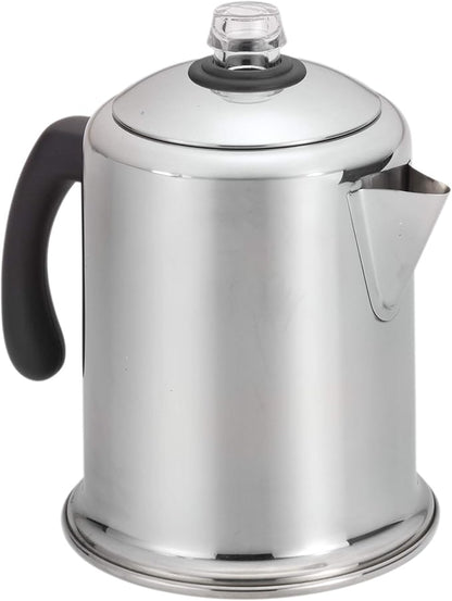 Farberware 50124 Classic Yosemite Stainless Steel Coffee Percolator - 8 Cup, Silver,Stovetop