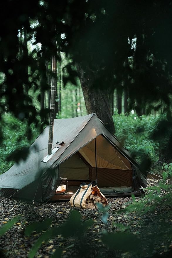 Hot Tent with Stove Jack – 4 Season Waterproof & Windproof Shelter for 1–4 People, Lightweight for Camping, Hiking, Hunting & Fishing