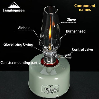CAMPINGMOON Camping Gas Lantern with Wooden Lantern Case T-1