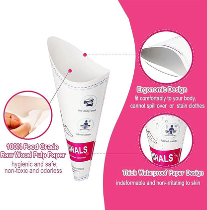 JIURUN 50PCS Female Urination Device Pee Funnel for Women Portable Disposable Female Urinal Funnel to Standing Pee for Pregnant, Wounded, Travel, Camping, Outdoor Activities