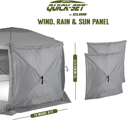 CLAM Quick Set Venture 9 x 9 Ft Portable Outdoor Camping Canopy Shelter, Gray + Clam Quick Set Screen Hub Gray Fabric, Accessory Only (6 Pack)