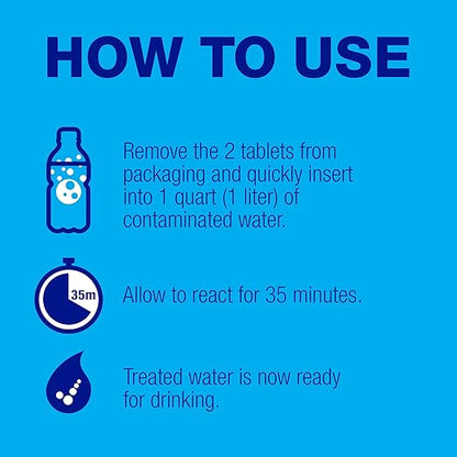 Potable Aqua Water Purification, Water Treatment Tablets - 50 count Bottle