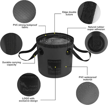 AUTODECO 5 Gallon Collapsible Bucket Water Container Portable Wash Basin for Fishing Camping Car Washing Hiking 20L