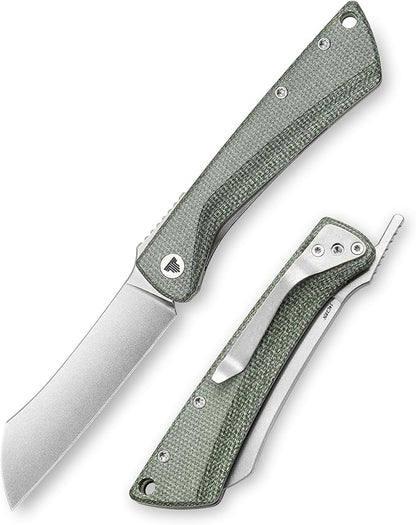Higonokami Folding Pocket Knife for Men，3.3" 14C28N Stonewash Camping EDC Knives with Clip Micarta Handle，Norma-04G