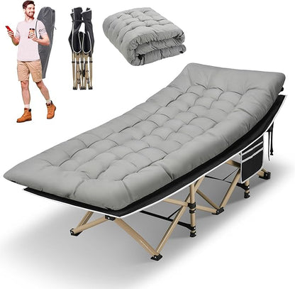 HABUTWAY Camping Cot, Portable Camping Cot for Adult, 28" Wide Sleeping Cot Max Load 600LBS with Thick Mattress and Carry Bag, Portable Camping Bed for Outdoor Camping/Office, Home Nap