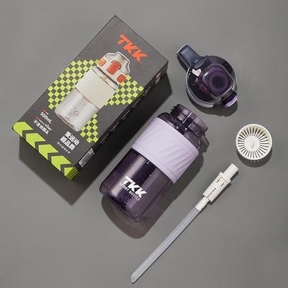 Water Bottle with Straw for School Kids Boys 16oz BPA Free Tritan Leak Proof with Handle Drinking Bottle for Sports Cycling Camping Hiking Outdoors