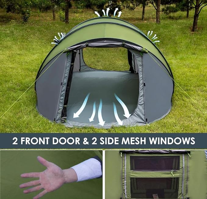 Instant Pop Up Camping Tent, 5-6 Person Tents,Automatic Set Up Tent in 3 Seconds,Waterproof Sunshade Family Tent,Portable Lightweight Dome Tent for Outdoor Camping,Hiking,Travel & Beach