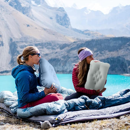 Backpacking Camping Pillow,Ultralight Inflatable Travel Pillow (11.8x16.9in) for Neck Lumbar Support，Ergonomic Lightweight Compact Hiking Blow Up Pillow for Outdoor Beach Airplane Offices