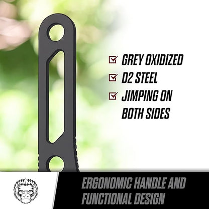 Holtzman's Gorilla Survival 'Scalpel' Fixed Blade Utility Knife with D2 Sheath, Belt Clip (Grey)