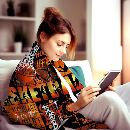 Basketball Blanket for Girls Boys Team,Super Warm Basketball Throw Blankets Bed Bedding Sofa Basketball Gifts for Adults Women Men Basketball Lovers 60"x50"