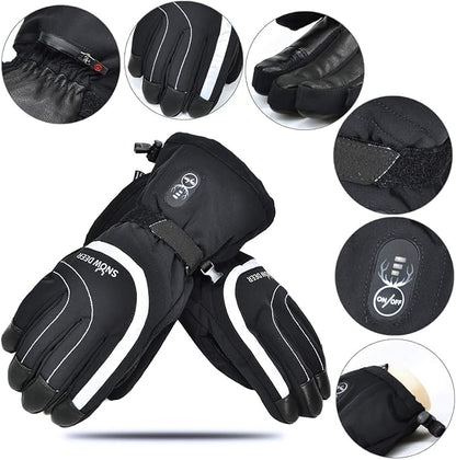 SNOW DEER Heated Gloves Electric Upgraded Men Women 7.4V Rechargeable Battery Gloves,Heated Motorcycle Glove Mittens