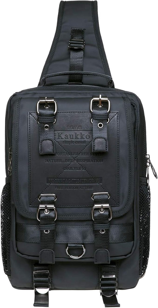KAUKKO Canvas Messenger Bag Cross Body Shoulder Sling Backpack Travel Hiking Chest Bag