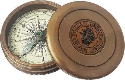 Brass Nautical 2'' Compass Replica Brass Pocket Transit Compass Robert Frost Poem Pocket Compass