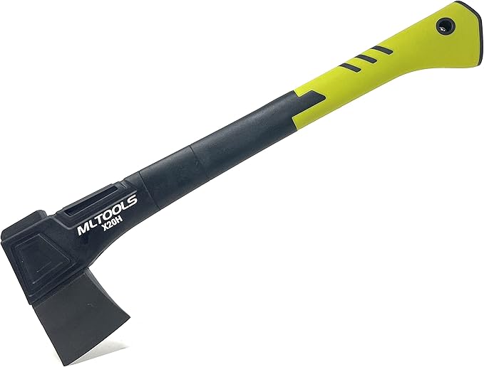 Gardening Hatchet X20H - Camping Hatchet, Fiberglass Ergonomic Handle, High Carbon Steel Head - Torque, Weatherproof Survival Axes and Hatchets - Non-Slip Grip - Protection Guard & Lock - 20"