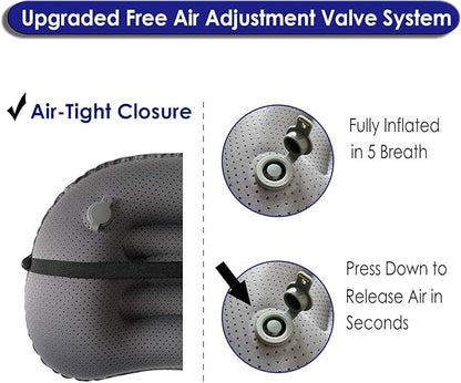 Gold Armour Inflatable Camping Pillow Backpacking Pillow Lightweight Travel Air Pillow Ultralight Ergonomic Pillow Portable for Airplanes with Neck & Lumbar Support (2 Pack) (Black & Orange)