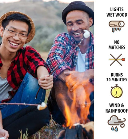 Pull Start Fire Pull String Firestarter | No Matches Required, Fire Starts in Seconds | for Campfires, Grill, Fireplace, BBQ | Lights Wet Wood, Easy to Use, Food Safe and Weather Resistant | 9 Pack