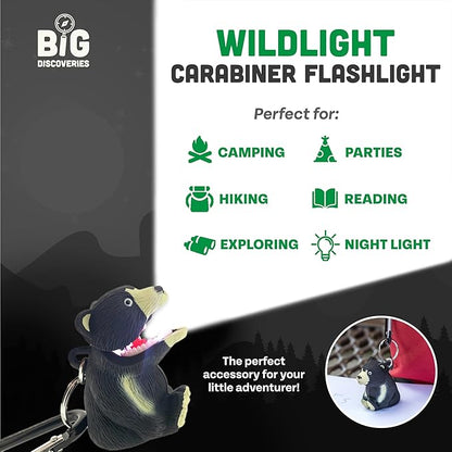 Big Discoveries WildLight Animal Carabiner Flashlight - Fun Mini Keychain Flash Lights for Kids, Nurses, Camping