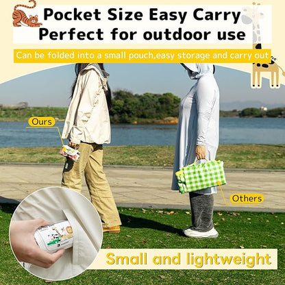 HIKEMAN Pocket Picnic Blanket Beach Blanket - Mini Waterproof Camping Blanket,Lightweight Outdoor Blanket with Hand Strap for Picnics Beach Hiking Camping Travel (Animal Type, M)