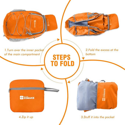 ZOMAKE Lightweight Packable Backpack 28L, Foldable Backpacks Water Resistant Collapsible Day Bag Light Daypack for Hiking
