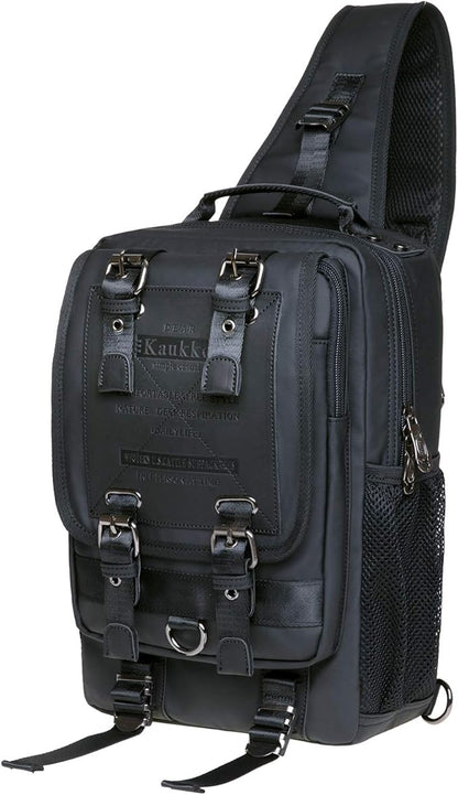 KAUKKO Canvas Messenger Bag Cross Body Shoulder Sling Backpack Travel Hiking Chest Bag