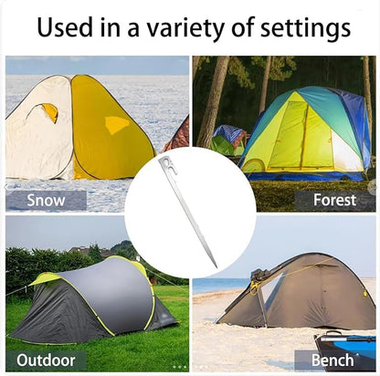 12 Pack Tent Stakes Heavy Duty 11 inch Steel Tent Pegs Ground Stakes Tent Spikes for Camping Unbreakable and Inflexible
