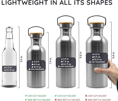Bambaw 32 oz Water Bottle | Metal Water Bottle | Non-insulated Single Wall Stainless Water Bottle | Steel Water Bottle | Stainless Steel Water Bottles | Travel Water Bottle | 1 Liter Water Bottles