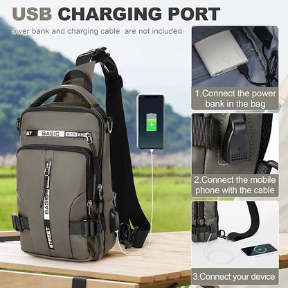 SEAFEW Mini Sling Bag for Men Women - Lightweight Crossbody Backpack, Multipurpose Shoulder Bag, Small Compact Chest Daypack for Travel Hiking Gym Sport Khaki