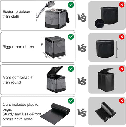 Camping Portable Toilet, Foldable Portable Toilet With Lid, Adult Portable Bedpan Car Toilet Bucket Toilet, Outdoor Camping Hiking, Travel, Beach, Boating Travel Toilet (Grey)
