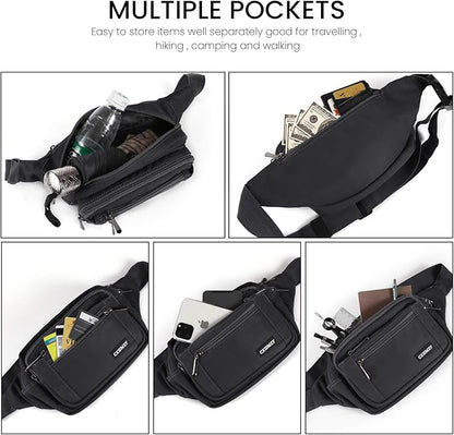 CXWMZY Fanny Packs For Women & Men Waist Pack Hip Bum Bag with Multi-Pockets Large Capacity Waterproof Casual Bum Bag for Disney Traveling Casual Cycling Running Hiking