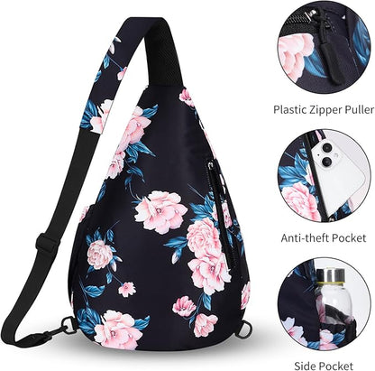 HUA ANGEL Crossbody Sling Bag for Men & Women Lightweight Waterproof Chest Shoulder Bag for Travel Hiking & Everyday Use