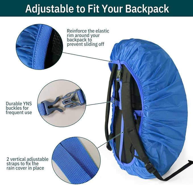 Unigear Backpack Rain Cover Waterproof Rating 5000mm, Ultraportable and Durable with 2 Anti-Slip Buckle Strap, Integrated Carry Pouch Design